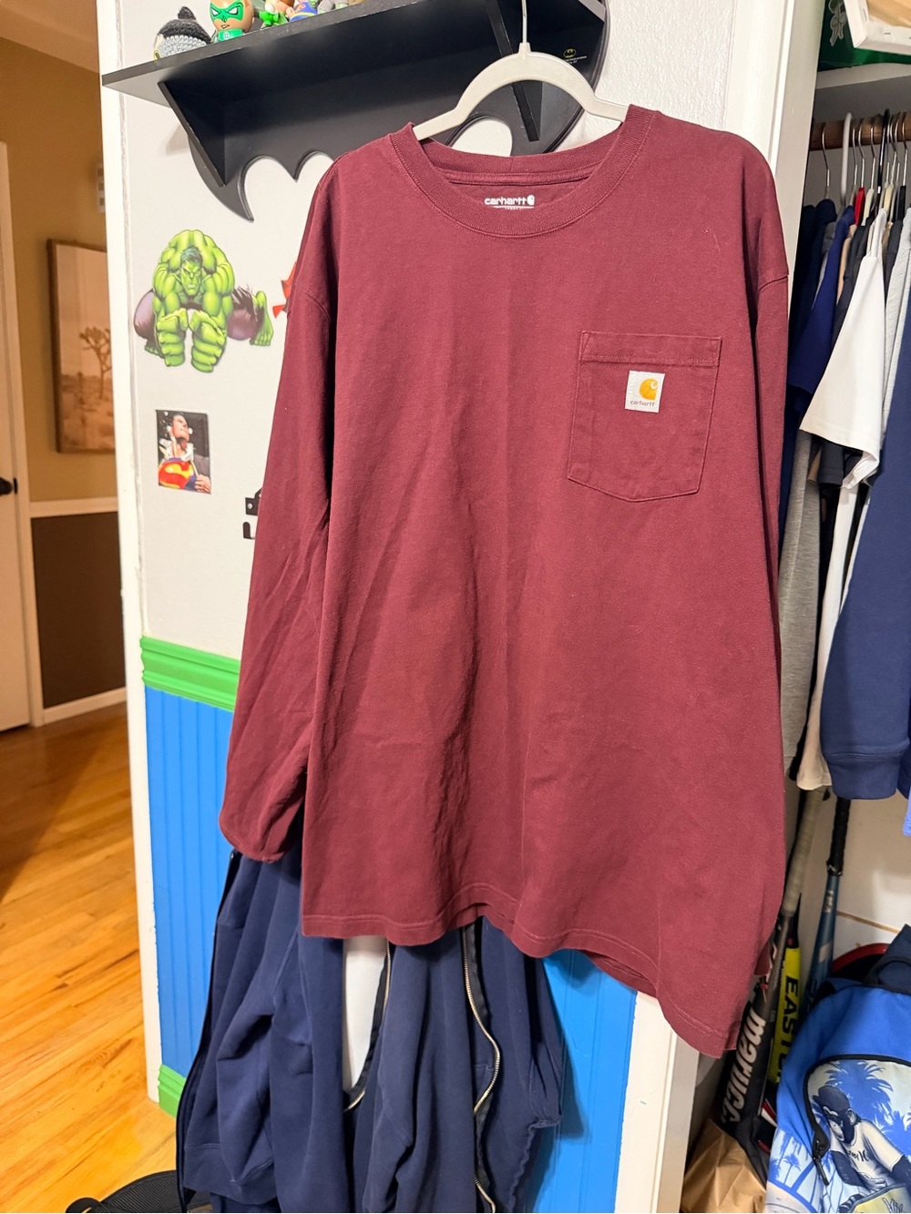 Carhartt Burgundy Long-Sleeve Pocket Tee